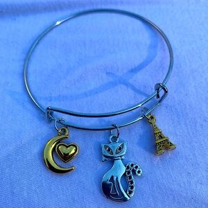Brand New! Handmade! Adjustable Charm Bangle Bracelet!